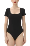 Kimi & Kai Square Neck Basic Bodysuit In Black