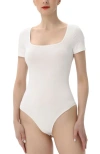 Kimi & Kai Square Neck Basic Bodysuit In White