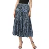 Kimi & Kai Tiered Midi Skirt In Blue