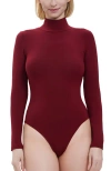 Kimi & Kai Turtleneck Long Sleeve Bodysuit In Burgundy