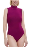 Kimi & Kai Turtleneck Sleeveless Bodysuit In Burgundy