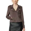 Kimi & Kai Willa Faux Suede Moto Jacket In Brown