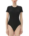 Kimi & Kai Crew Neck Basic Bodysuit In Black
