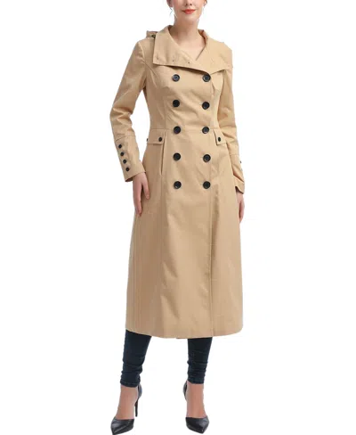 Kimi & Kai Women's Elana Water Resistant Long Trench Coat In Tan