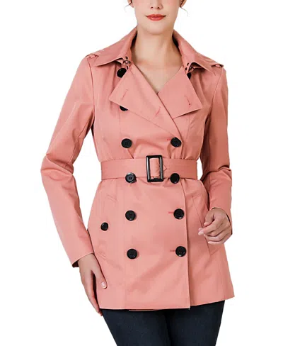 Kimi & Kai Women's Noa Water-resistant Shell Trench Coat In Guava