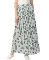 Kimi & Kai Print Box Pleat Maxi Skirt In Dusty Blue