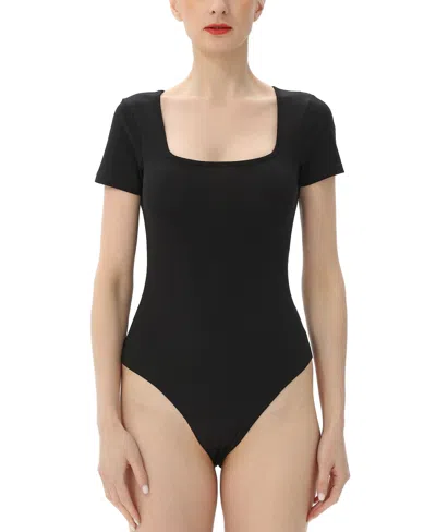 Kimi & Kai Women's Square Neck Basic Bodysuit Top In Black