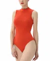 Kimi & Kai Turtleneck Sleeveless Bodysuit In Red