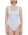 Kimi & Kai Women's U Neck Sleeveless Bodysuit Top In White