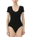 Kimi & Kai V-neck Basic Bodysuit In Black