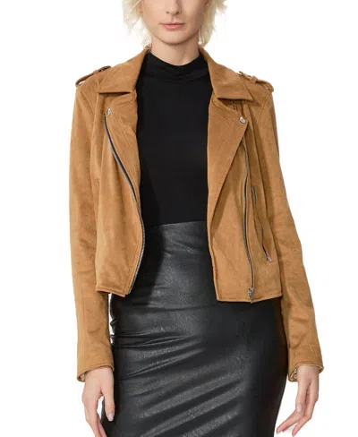Kimi & Kai Women's Willa Faux Suede Moto Jacket In Brown