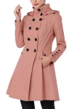 Kimi & Kai Adele Hooded Trench Coat In Guava