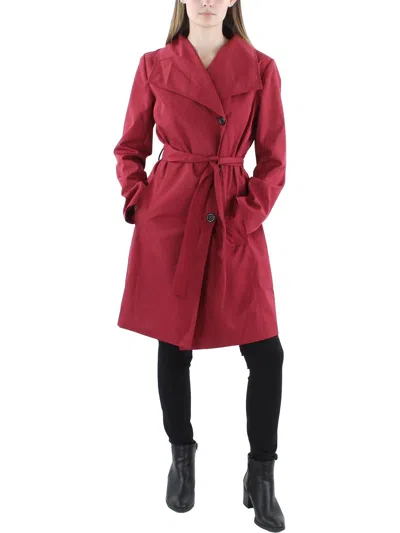 Kimi & Kai Women's Elsa Water-resistant Hooded Trench Coat In Red