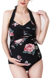 Kimi & Kai Arely Floral Print Upf50+ Two-piece Maternity Swimsuit In Multicolored