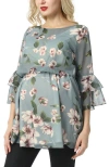 Kimi & Kai Audrey Maternity/nursing  Floral Print Blouse In Multicolored