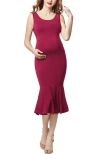 Kimi & Kai Bria Maternity Mermaid Midi Dress In Berry