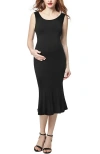 Kimi & Kai Bria Maternity Mermaid Midi Dress In Black