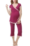 Kimi & Kai Cindy Maternity/nursing  Pajamas Set In Deep Berry