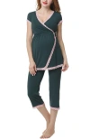 Kimi & Kai Cindy Maternity/nursing  Pajamas Set In Forest Green