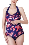 Kimi & Kai Dulce  Floral Print Upf50+ Two-piece Maternity Swimsuit In Multicolored