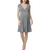 Kimi & Kai Jenny Maternity Nursing Night Gown In Dark Heather Gray