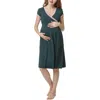 Kimi & Kai Jenny Maternity/nursing Nightgown In Forest Green