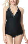 Kimi & Kai Kai Upf 50+ One-piece Maternity Swimsuit In Black