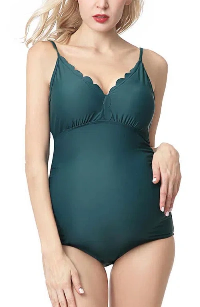 Kimi & Kai Kimber Upf 50+ One-piece Maternity Swimsuit In Green
