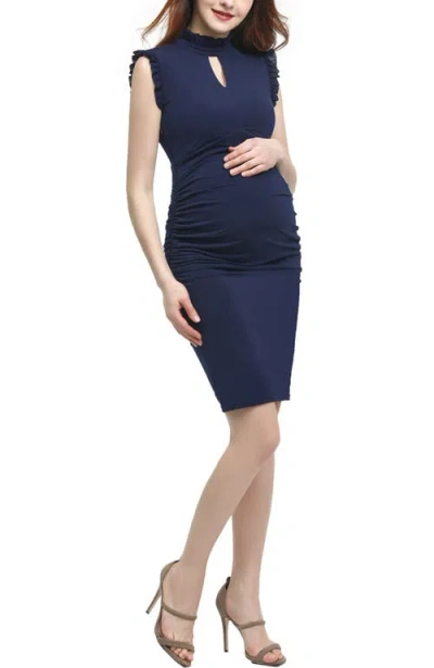 Kimi & Kai Madeline Keyhole Maternity Sheath Dress In Navy