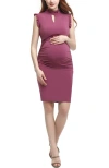 Kimi & Kai Madeline Keyhole Maternity Sheath Dress In Rose