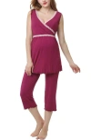 Kimi & Kai Penny Maternity/nursing Pajamas Set In Deep Berry