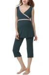 Kimi & Kai Penny Maternity/nursing Pajamas Set In Forest Green
