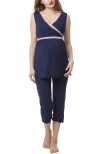 Kimi & Kai Penny Maternity/nursing Pajamas Set In Navy