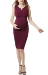 Kimi & Kai Talula Scalloped V-neck Maternity Sheath Dress In Purple