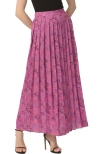 Kimi & Kai Print Box Pleat Maxi Skirt In Mulberry