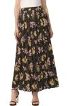 Kimi & Kai Print Box Pleat Maxi Skirt In Pink Yellow