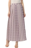 Kimi & Kai Women's Print Box Pleat Maxi Skirt In Plum