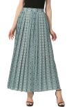 Kimi & Kai Print Box Pleat Maxi Skirt In Teal