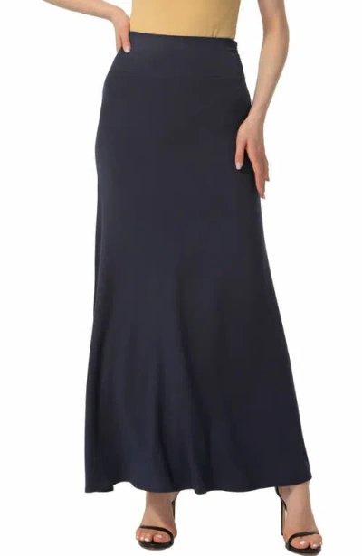 Kimi & Kai Waist Ruched Maxi Skirt In Navy