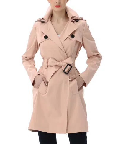 Kimi & Kai Women's Angie Water Resistant Hooded Trench Coat In Blush