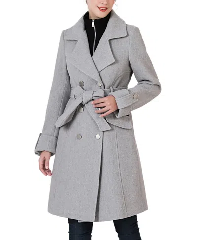 Kimi & Kai Women's Bailee Wool Trench Coat With Removable Bib In Gray