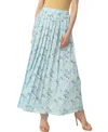 Kimi & Kai Print Box Pleat Maxi Skirt In Pastel Turquoise