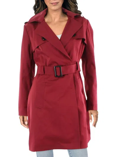Kimi & Kai Women's Adley Water Resistant Hooded Trench Coat In Red