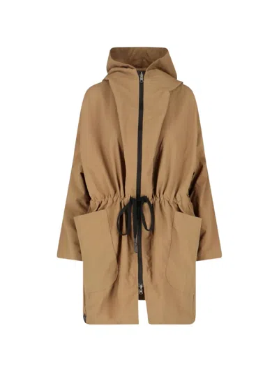 Kimo No-rain Drawstring Hooded Parka In Brown