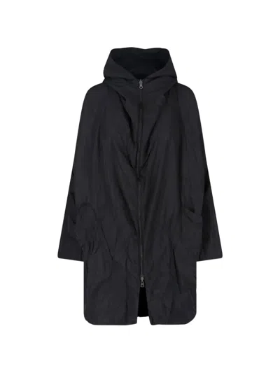 Kimo No-rain Hooded Coat In Black