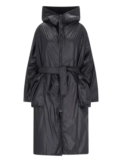 Kimo No-rain Maxi Hooded Down Jacket In Black  