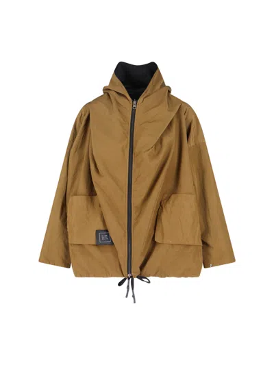 Kimono Rain Brown Reversible No-rain Hooded Zip Jacket