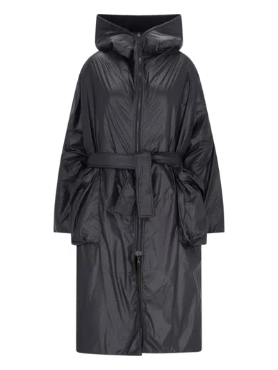 Kimono Rain Oversized Hooded Down Jacket - Black