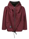 Kimono Rain Padded Bomber Jacket With Adjustable Drawstring And Logo Detail In Brown