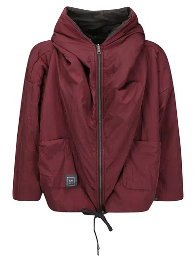 Kimono Rain Padded Bomber Jacket With Adjustable Drawstring And Logo Detail In Brown